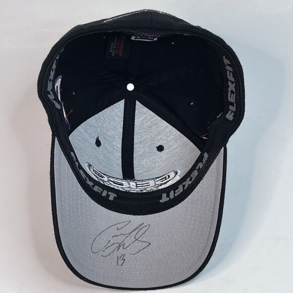 TRUCKER Cap Geico Racing Black & Blue Embroidered Nascar #13 MaxPapis SIGNED Hat - Picture 11 of 14